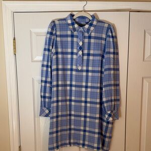 EUC Vineyard Vines Blue and White Plaid Popover Dress